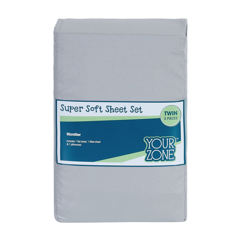 Kids Soft Microfiber Sheet Set, Gray, Twin, 3 Pieces - Image 3