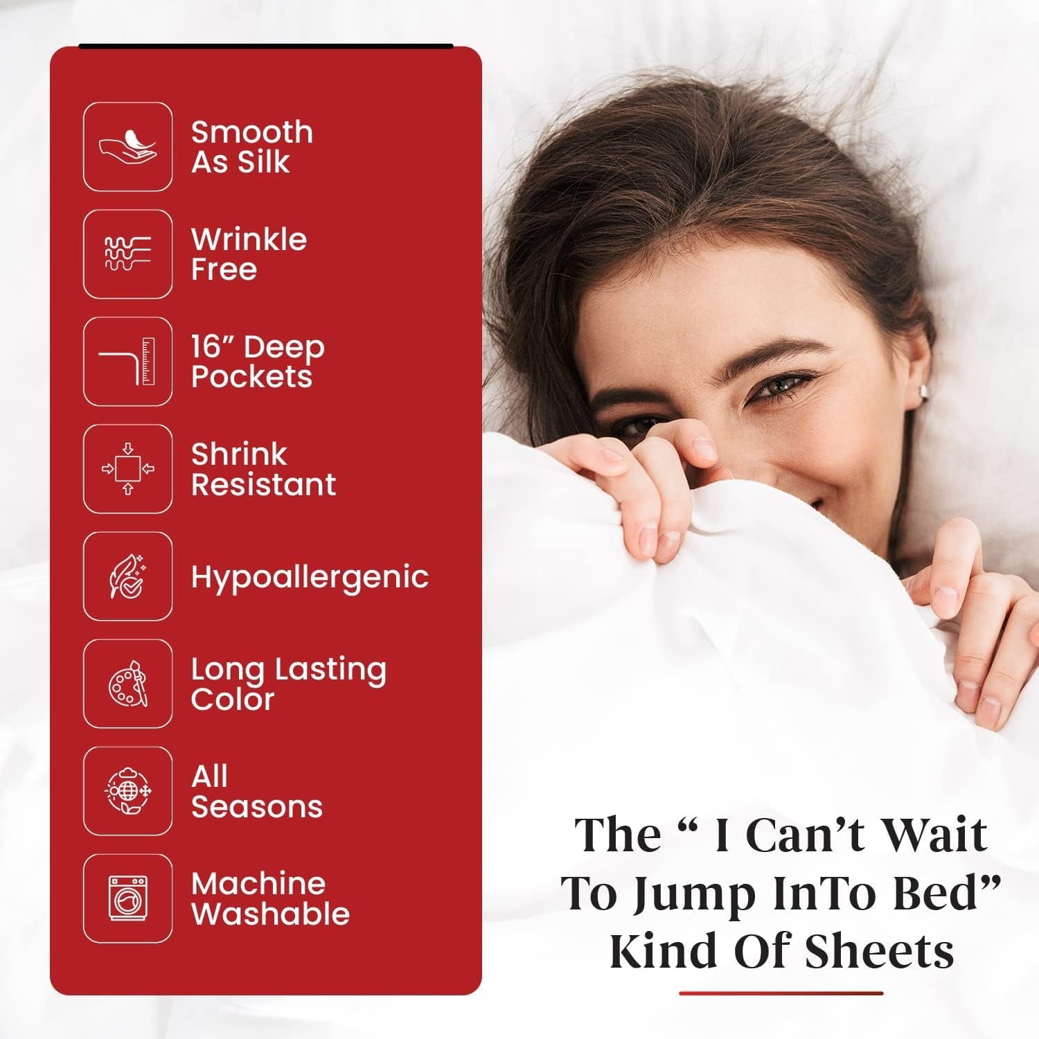 Sheet Set of 4, 16-inch Deep Pocket - Microfiber Bed Sheets, White - Image 3
