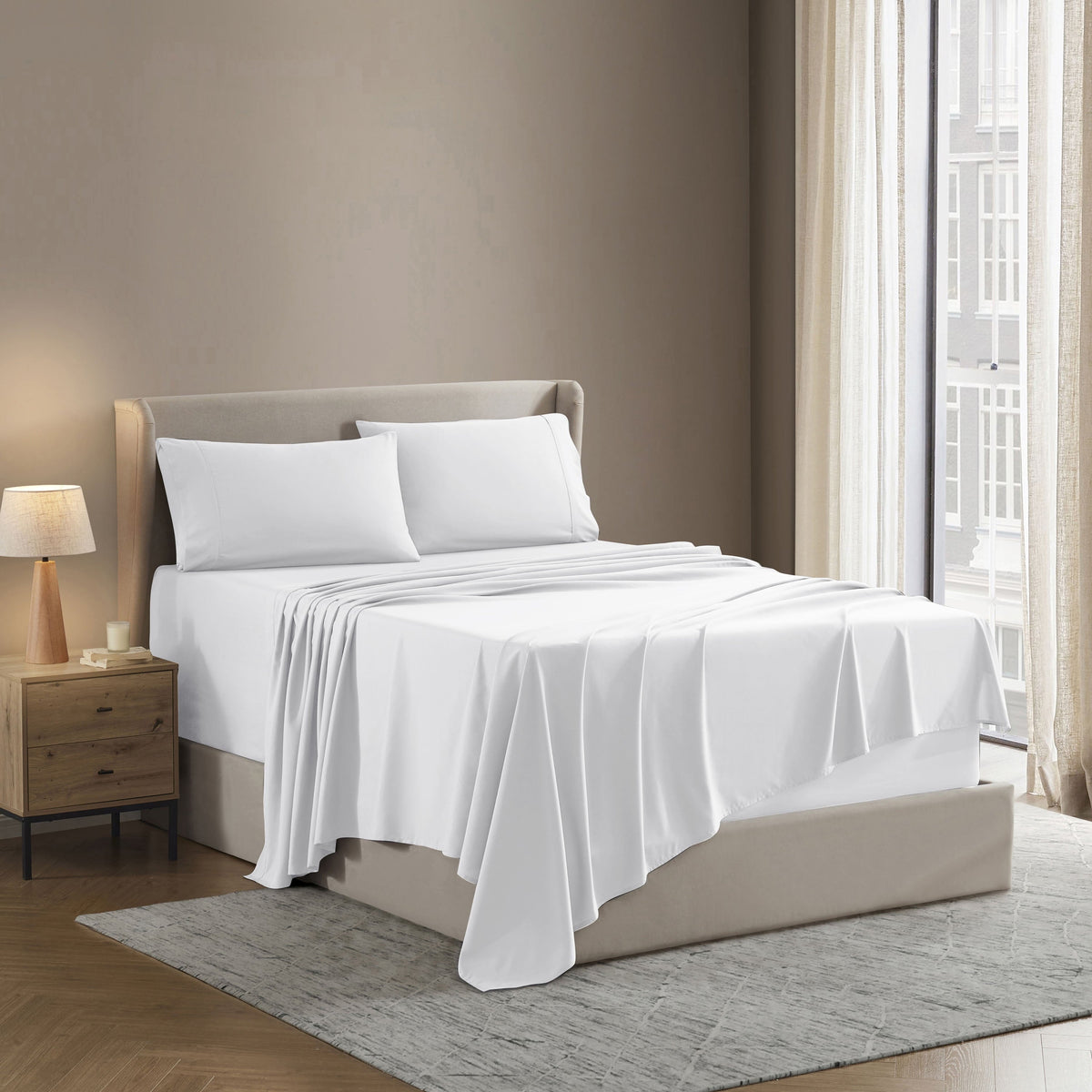 Set, Hotel Style Deep Pocket 4 Piece Bed , Luxury Soft Microfiber Sheet Sets, White - Image 2