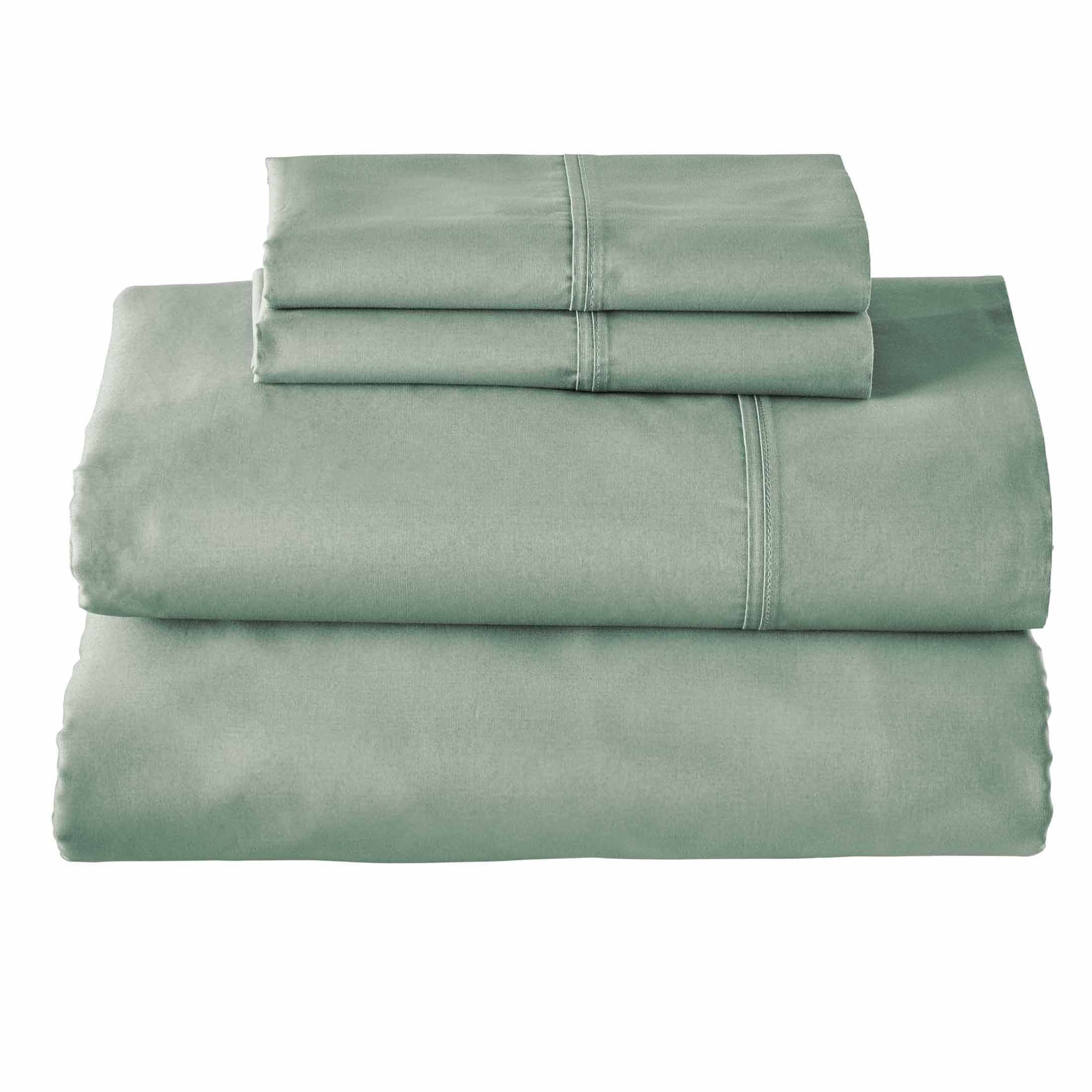 Better Homes & Gardens Cool & Crisp 4-Piece 300 Thread Count Green River Cotton Percale Sheet Set, Queen - Image 6
