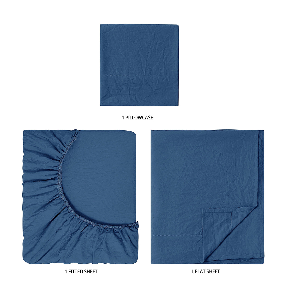 Ultra Soft Microfiber Bed Sheet Set, Twin-XL, Indigo, 3 Piece - Image 5