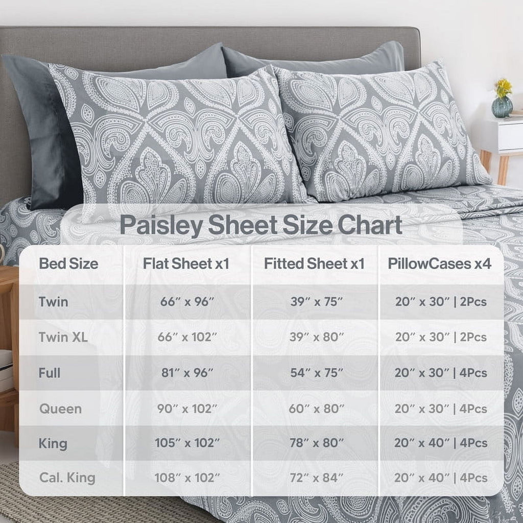 6-Piece Bed Sheet Set, Deep Pocket Queen Sheets Up to 16 Inch, 1 Flat Sheet , 1 Fitted Sheet & 4 Pillowcases (Queen, ... - Image 4