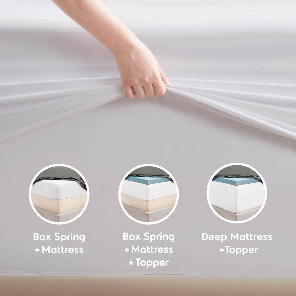 Set, Hotel Style Deep Pocket 4 Piece Bed , Luxury Soft Microfiber Sheet Sets, White - Image 3