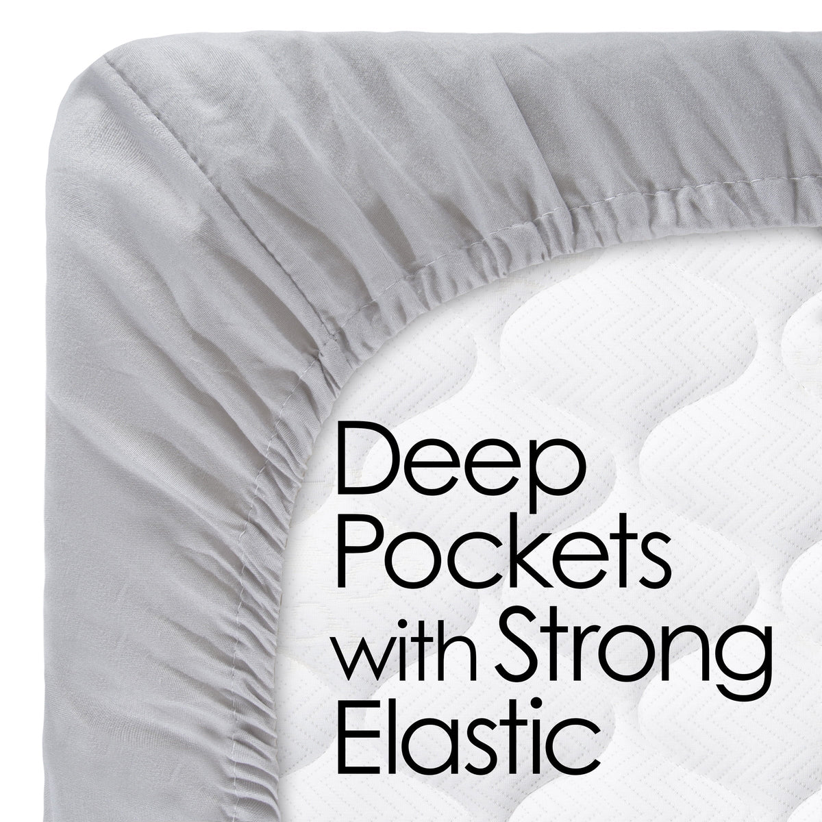 Set- 3 Piece Bed Linens-Fitted & Flat s, Plus A Pillowcase-Wrinkle, Stain & Fade Resistant (Twin, White) - Image 3