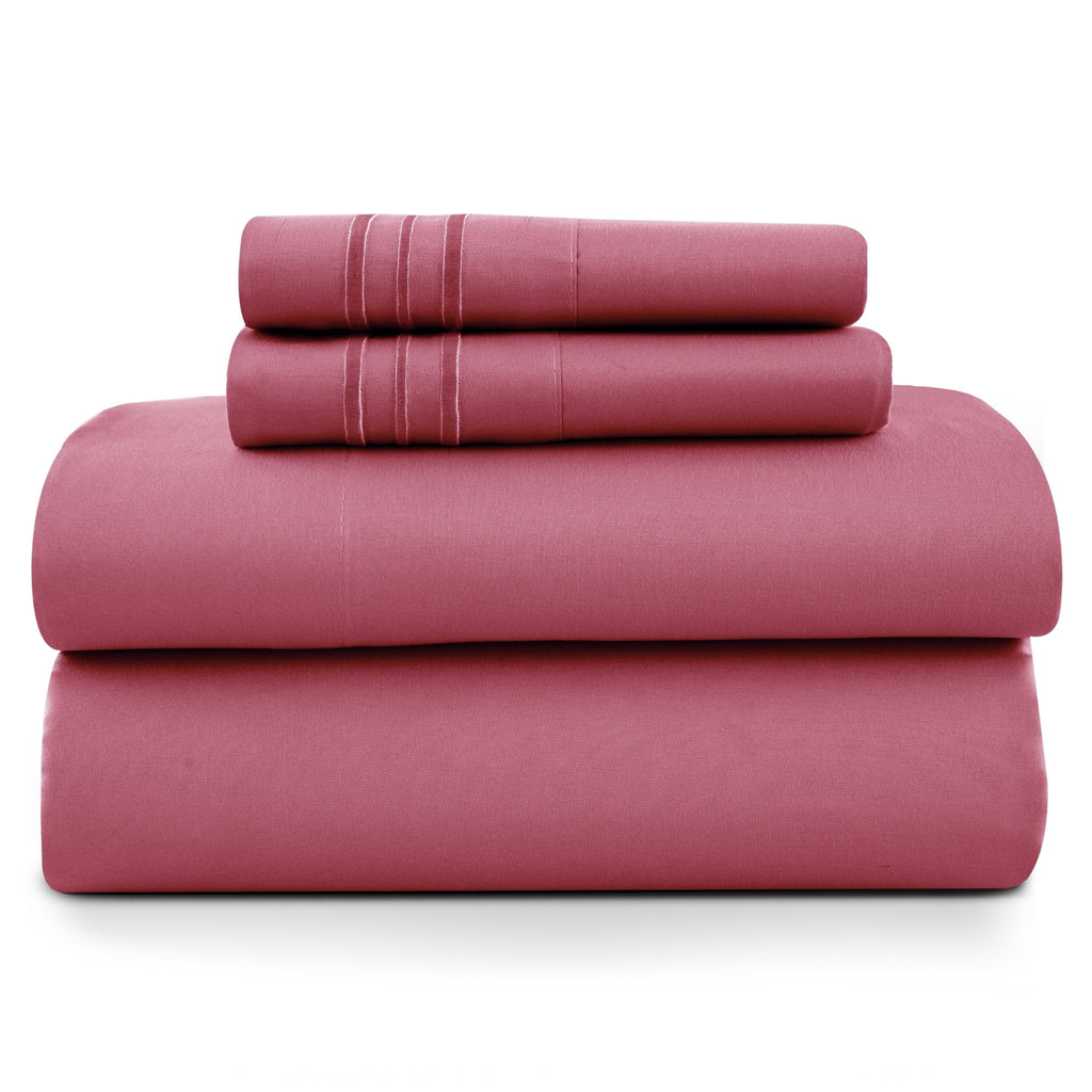 Size Sheet Set, 4-Piece Plain Soft Microfiber – Deep Pocket Bed Sheets, Includes 1 Fitted Sheet, 1 Flat Sheet, 2 Pill...