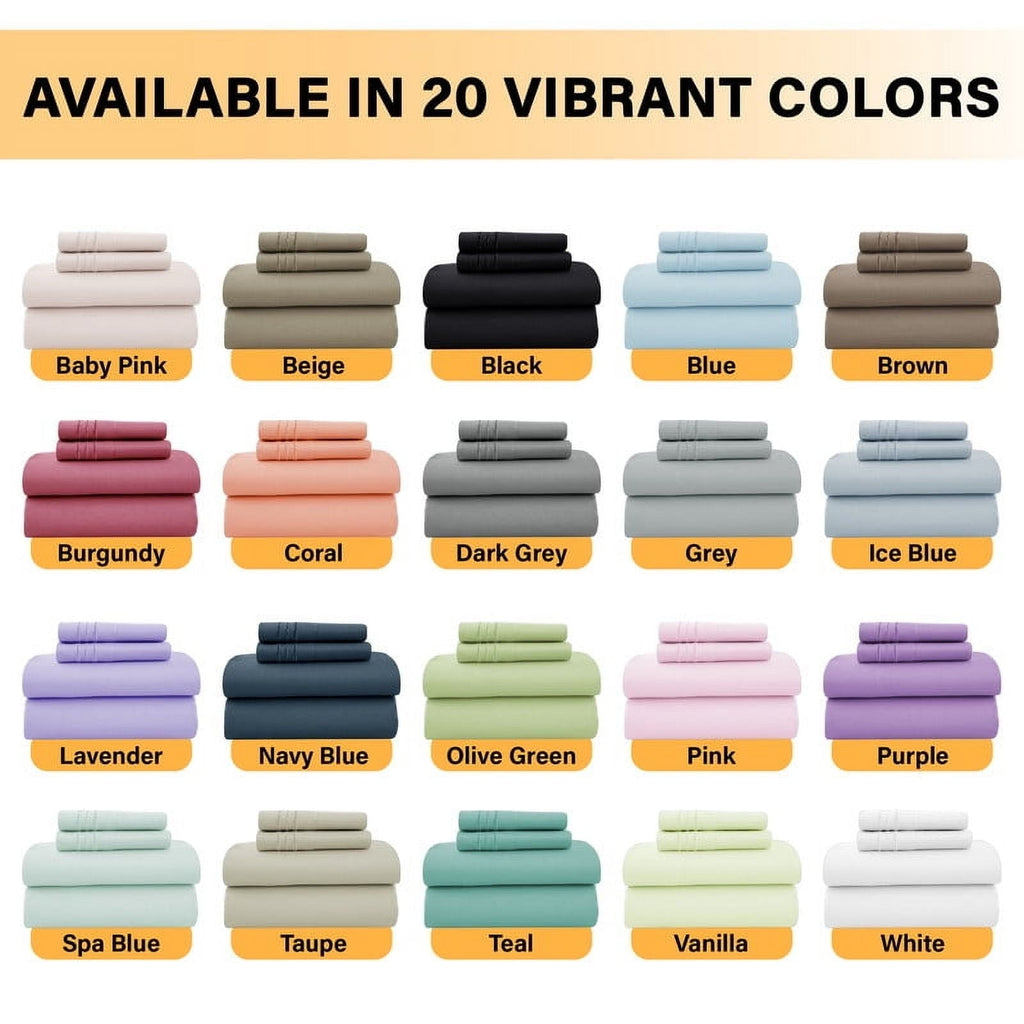 Size Sheet Set, 4-Piece Plain Soft Microfiber – Deep Pocket Bed Sheets, Includes 1 Fitted Sheet, 1 Flat Sheet, 2 Pill... - Image 5