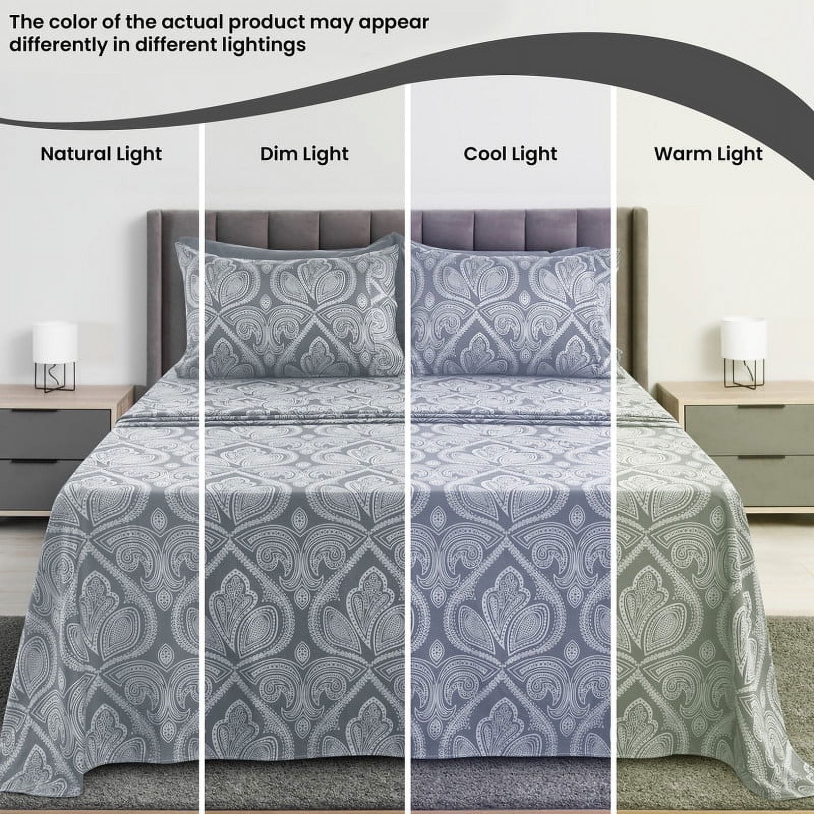 6-Piece Bed Sheet Set, Deep Pocket Queen Sheets Up to 16 Inch, 1 Flat Sheet , 1 Fitted Sheet & 4 Pillowcases (Queen, ... - Image 6