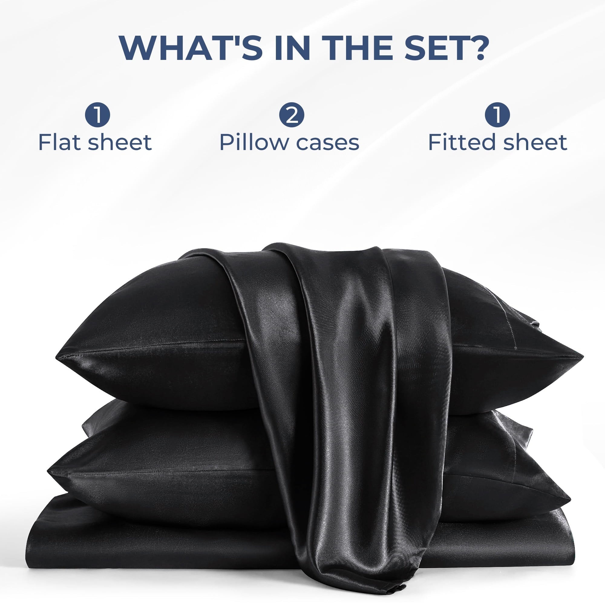 Set, Queen, Silky Bed s, 4 Pieces,Black - Image 4