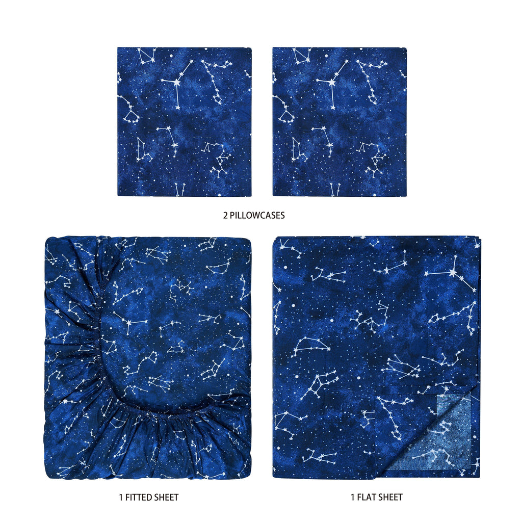 Kids Soft Microfiber Sheet Set, Navy Blue Stars, Full, 4 Pieces, Easy Care - Image 5