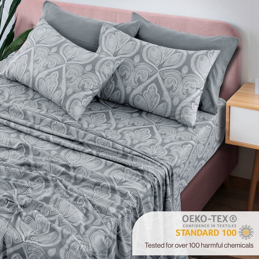6-Piece Bed Sheet Set, Deep Pocket Queen Sheets Up to 16 Inch, 1 Flat Sheet , 1 Fitted Sheet & 4 Pillowcases (Queen, ... - Image 3